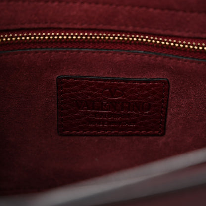 Valentino Garavani Pebbled Calfskin Medium Rockstud Flap Saddle Bag Rubino 6 of 10