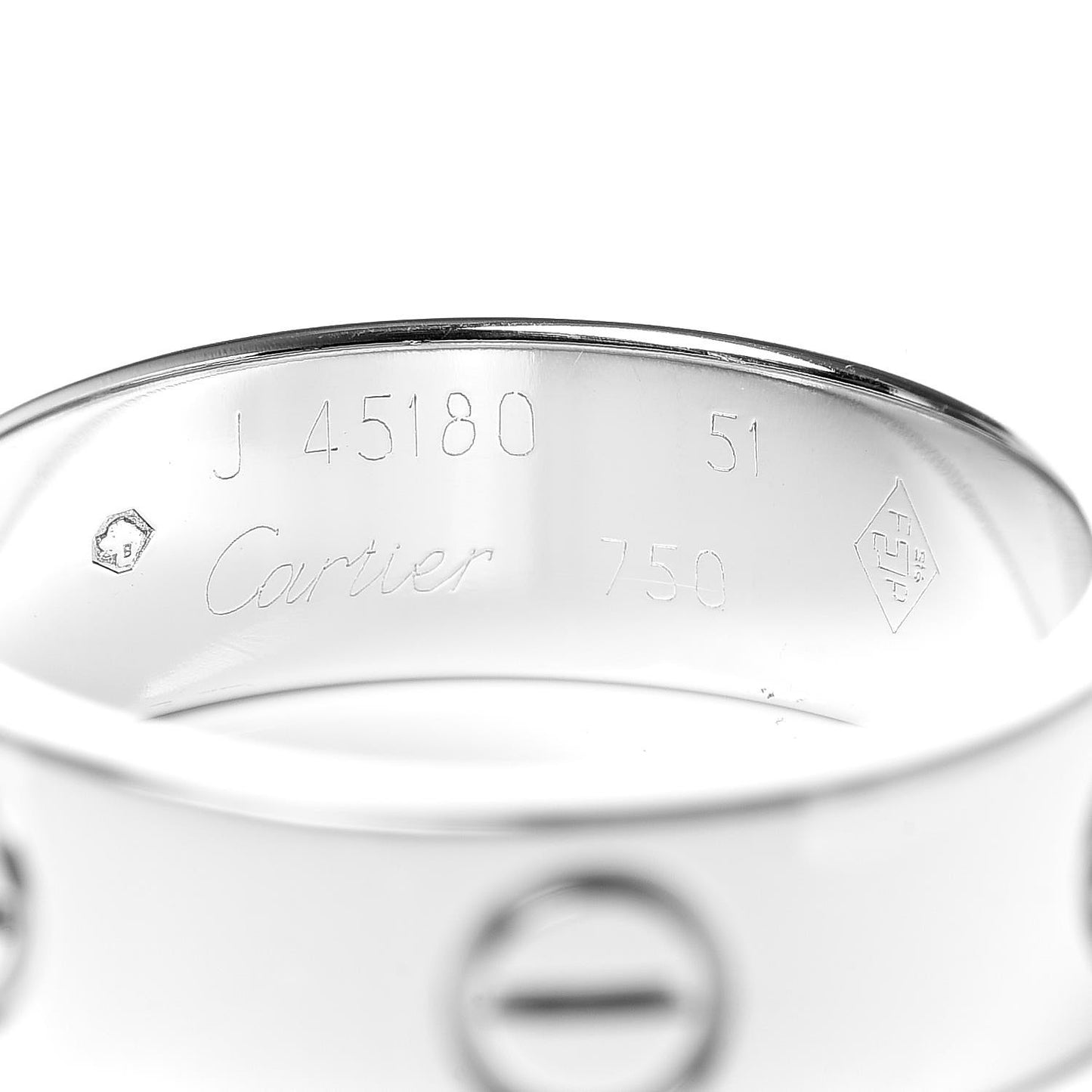18K White Gold 5.5mm LOVE Ring 51 5.75