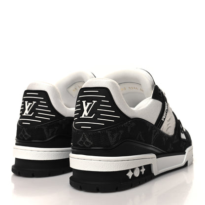 Louis Vuitton Calfskin Monogram Denim Mens LV Trainer Sneakers 8.5 Black 4 of 8