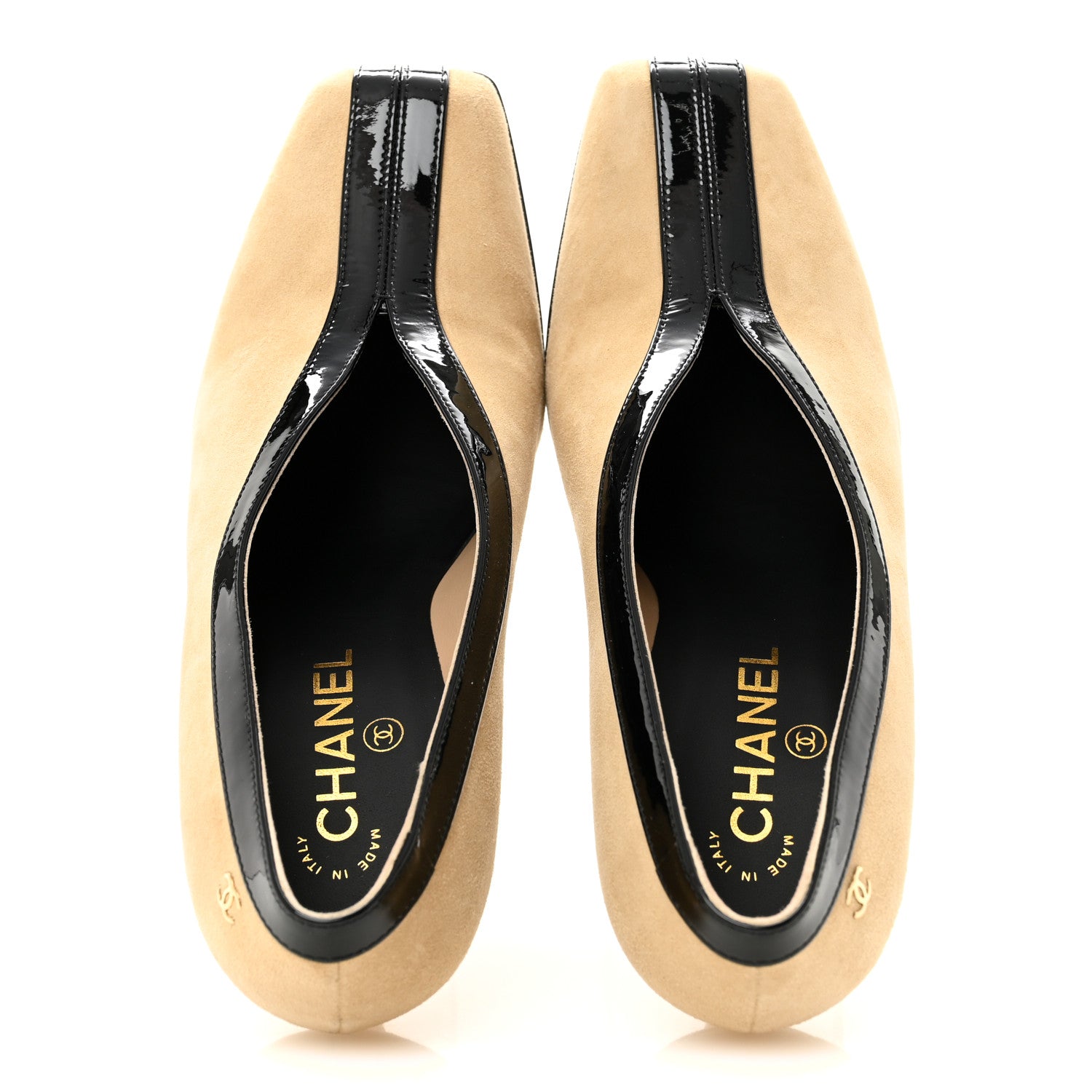 Chanel Suede Patent Calfskin Pumps 40 Beige Black 2 of 11