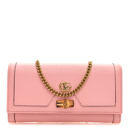 Gucci Wonka Grain Calfskin Diana Chain Wallet Wild Rose 1 of 8