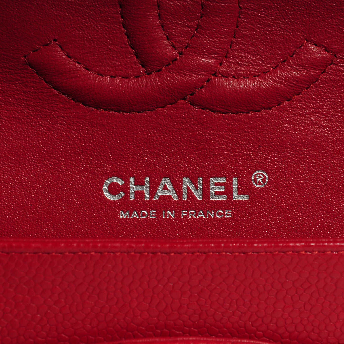 Caviar Medium Double Flap Red