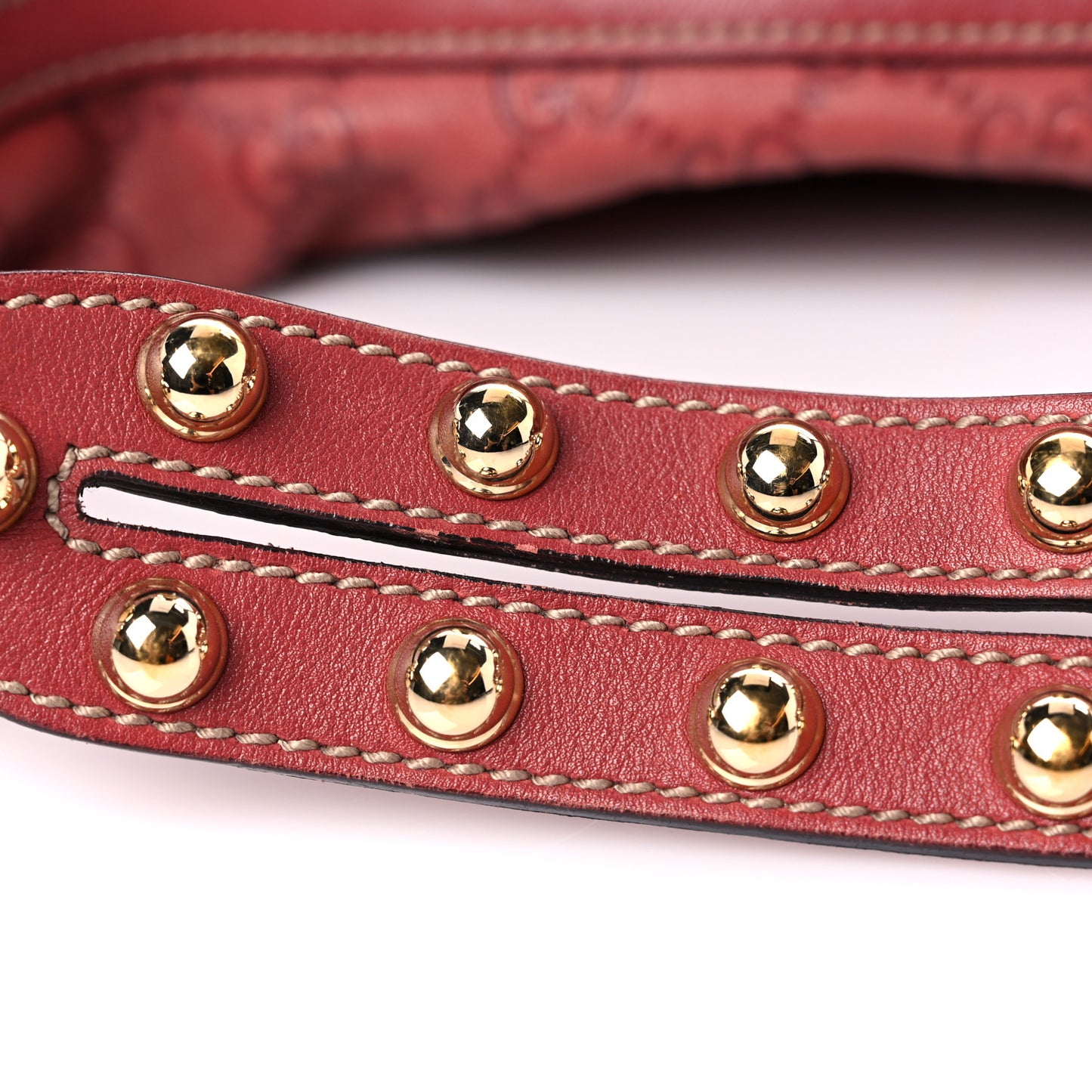 Guccissima Large Biba Studded Hobo Red