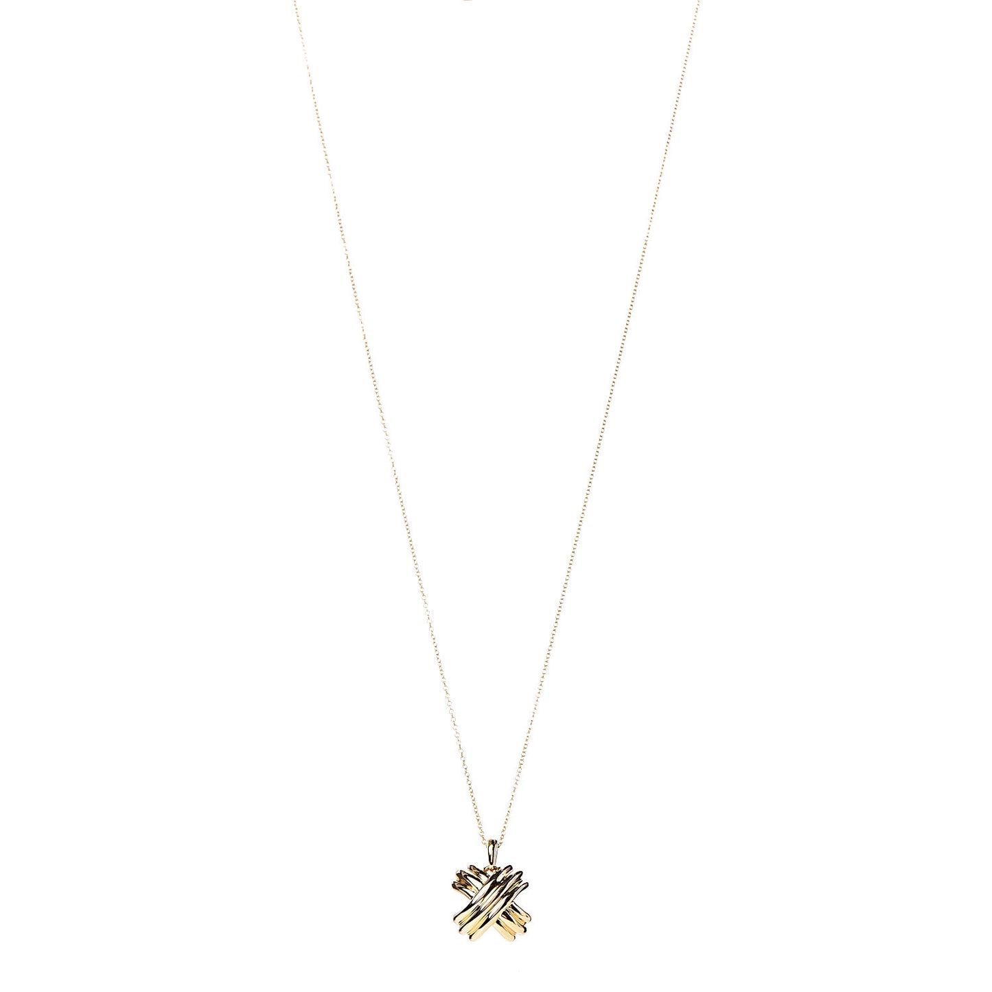 18K Yellow Gold Large Signature X Pendant Necklace