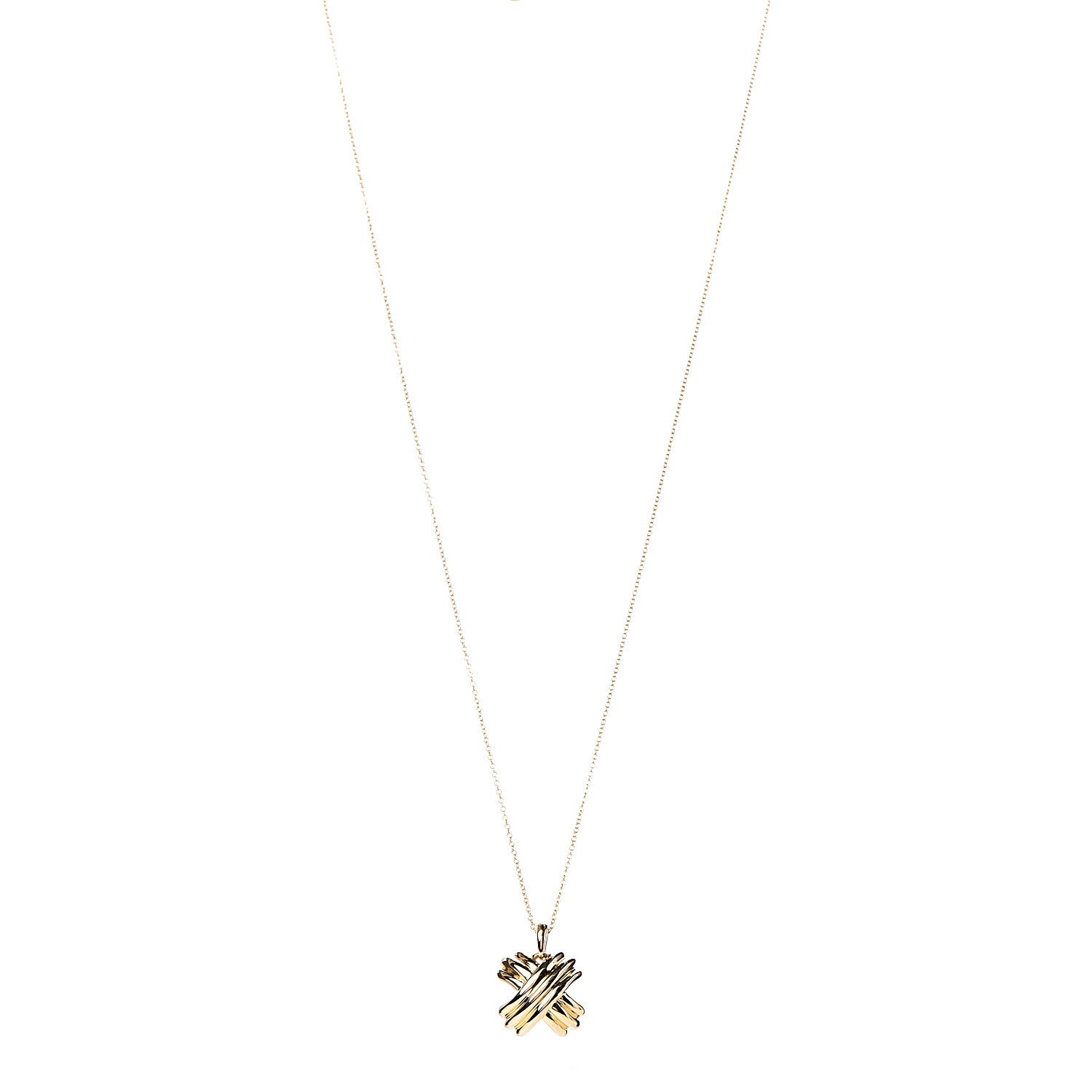 Tiffany 18K Yellow Gold Large Signature X Pendant Necklace 1 of 8