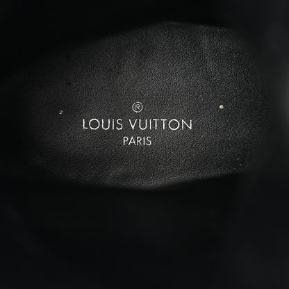 Louis Vuitton Suede Calfskin Damier Azur Overcloud Platform Desert Boots 40 Black 7 of 9