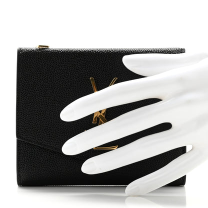 Saint Laurent Grain De Poudre Monogram Bi-Fold Wallet Black 2 of 9