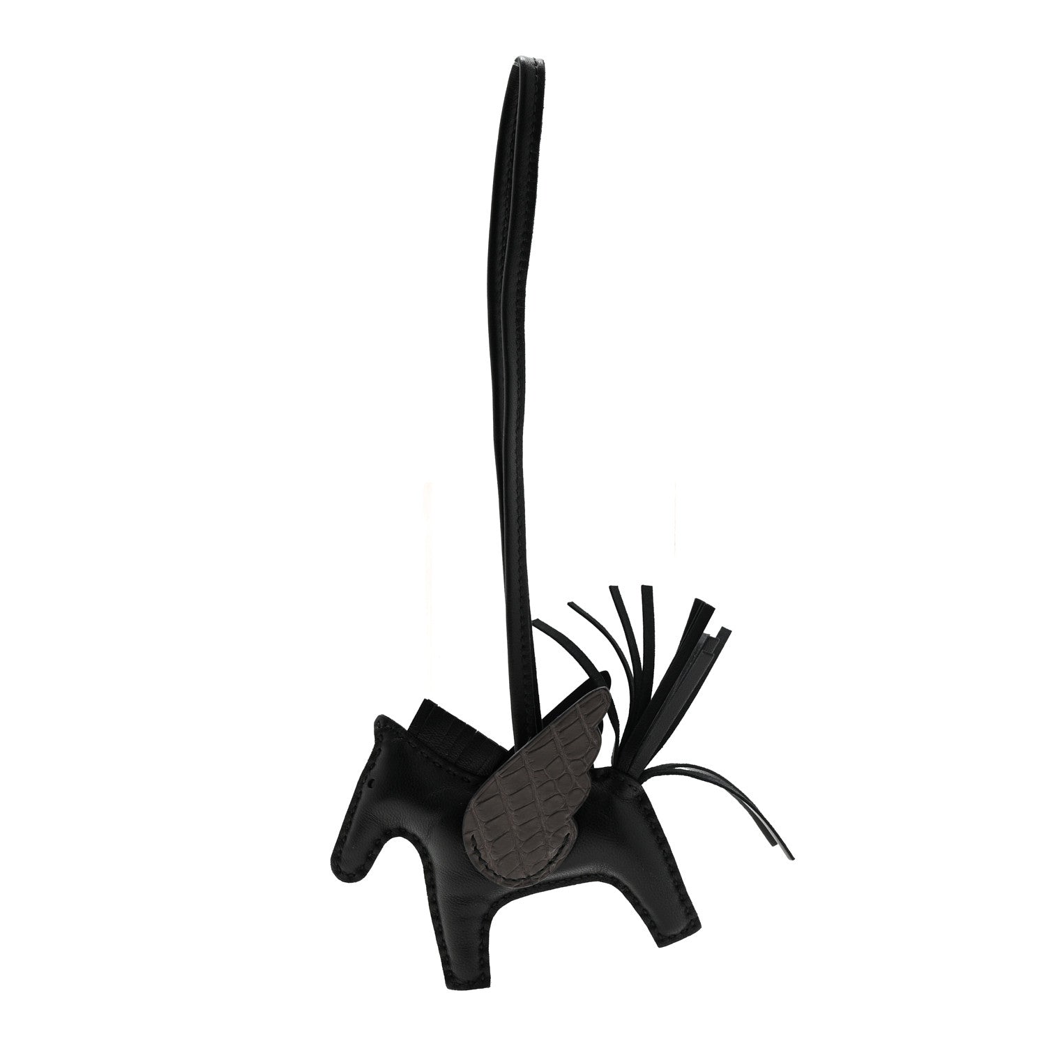 Hermes Milo Lambskin Matte Alligator Touch Grigri Rodeo Pegase Horse Bag Charm PM Black Graphite 1 of 4