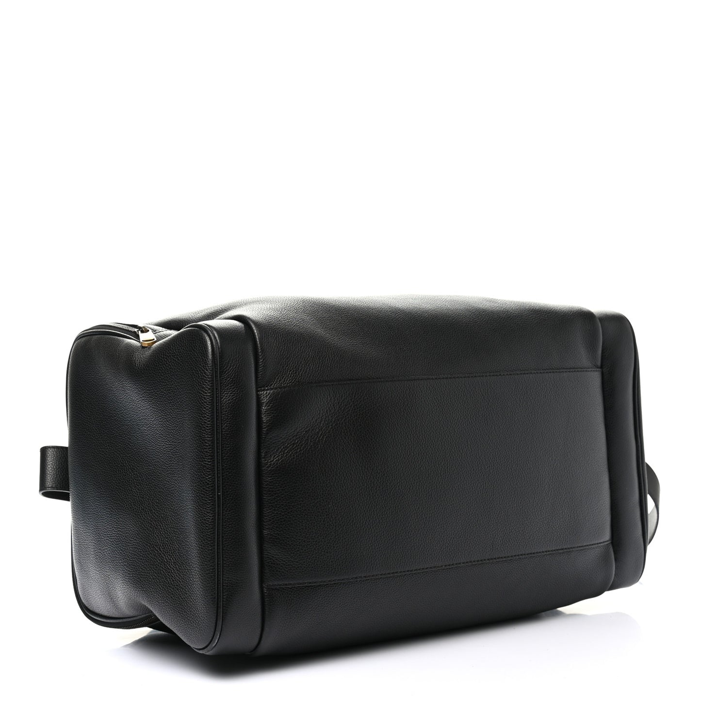 Grained Calfskin Logo Duffle Bag Black