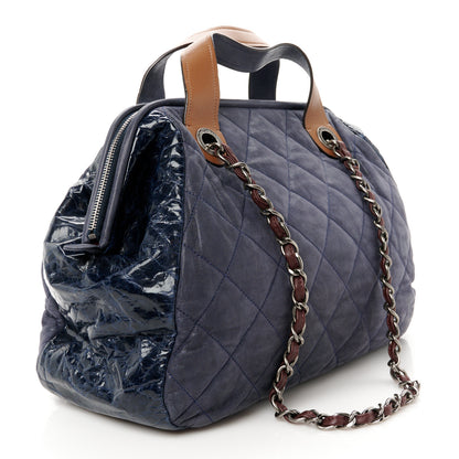 Chanel Iridescent Calfskin Quilted Large In The Mix Tote Navy 3 of 10