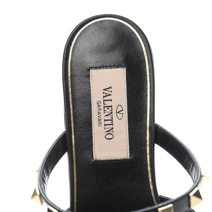 Valentino Garavani Calfskin Boudoir Rockstud Flat Cage Mules 35.5 Rose Cannelle Black 6 of 9