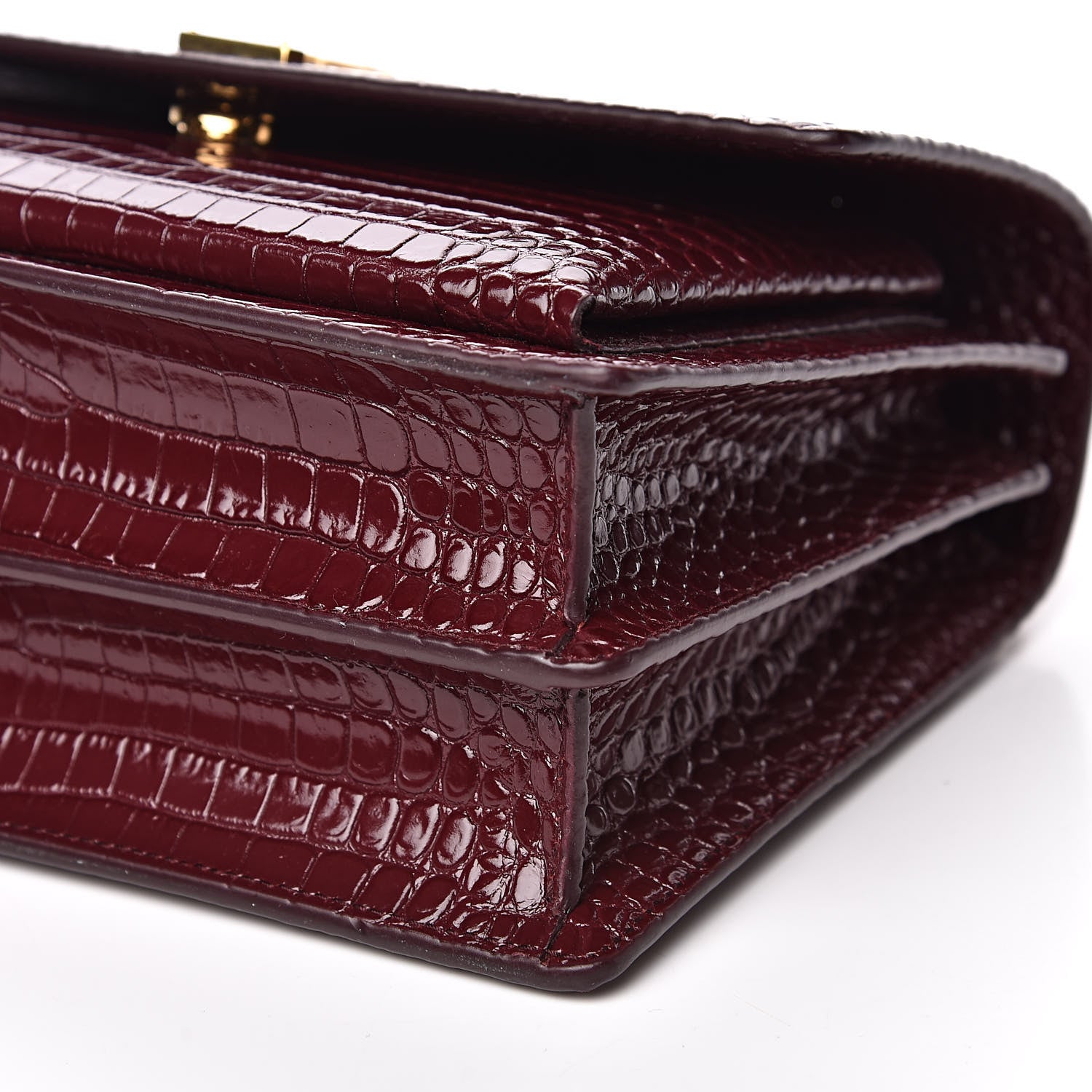 Saint Laurent Calfskin Crocodile Embossed Medium Monogram Sunset Rouge Legion 10 of 10