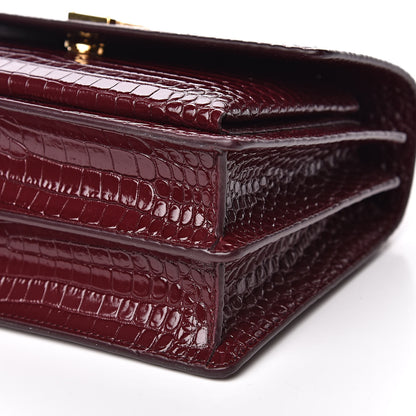 Saint Laurent Calfskin Crocodile Embossed Medium Monogram Sunset Rouge Legion 10 of 10