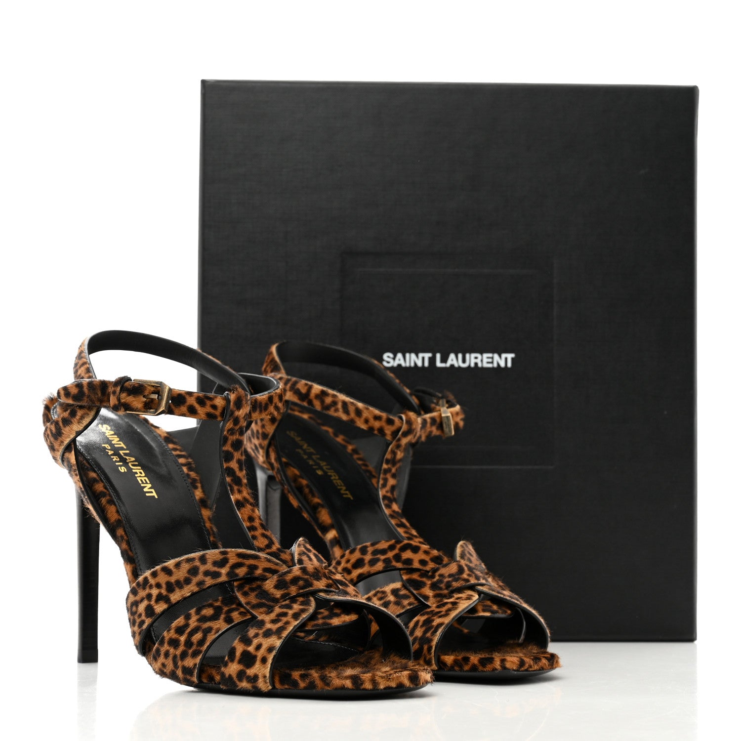 Saint Laurent Pony Hair Leopard Print Tribute 105 Sandals 40 Naturale 8 of 8