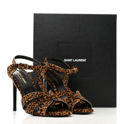 Saint Laurent Pony Hair Leopard Print Tribute 105 Sandals 40 Naturale 8 of 8
