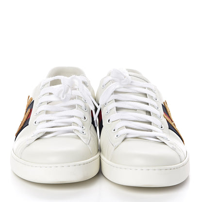 Gucci Calfskin Nappa Web LOVED Embroidered Mens Ace Sneakers 9.5 White Red Flame Notte 2 of 6