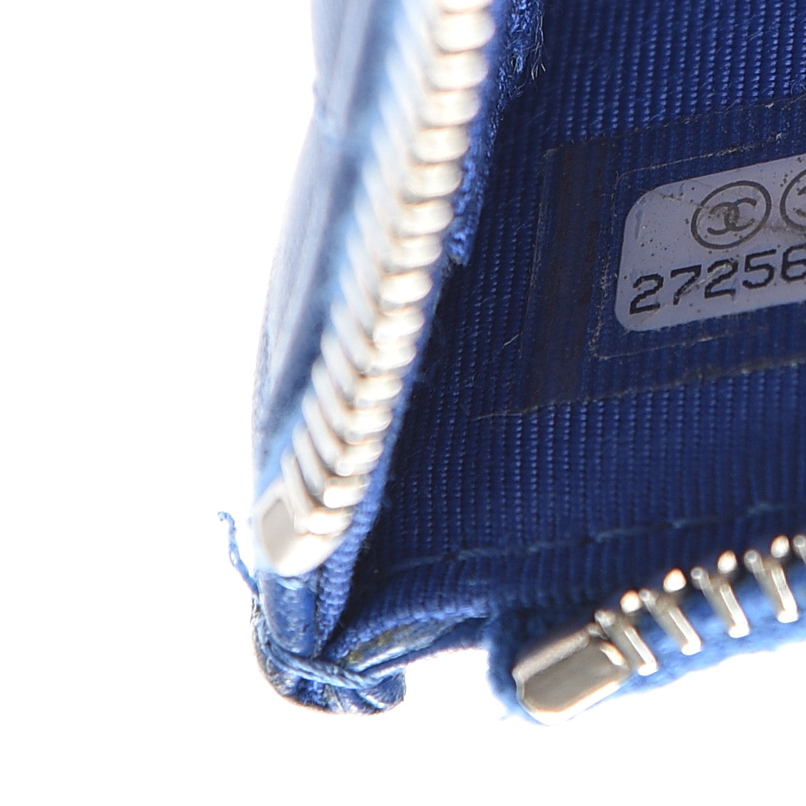 Lambskin Quilted Classic Zip Pouch Blue