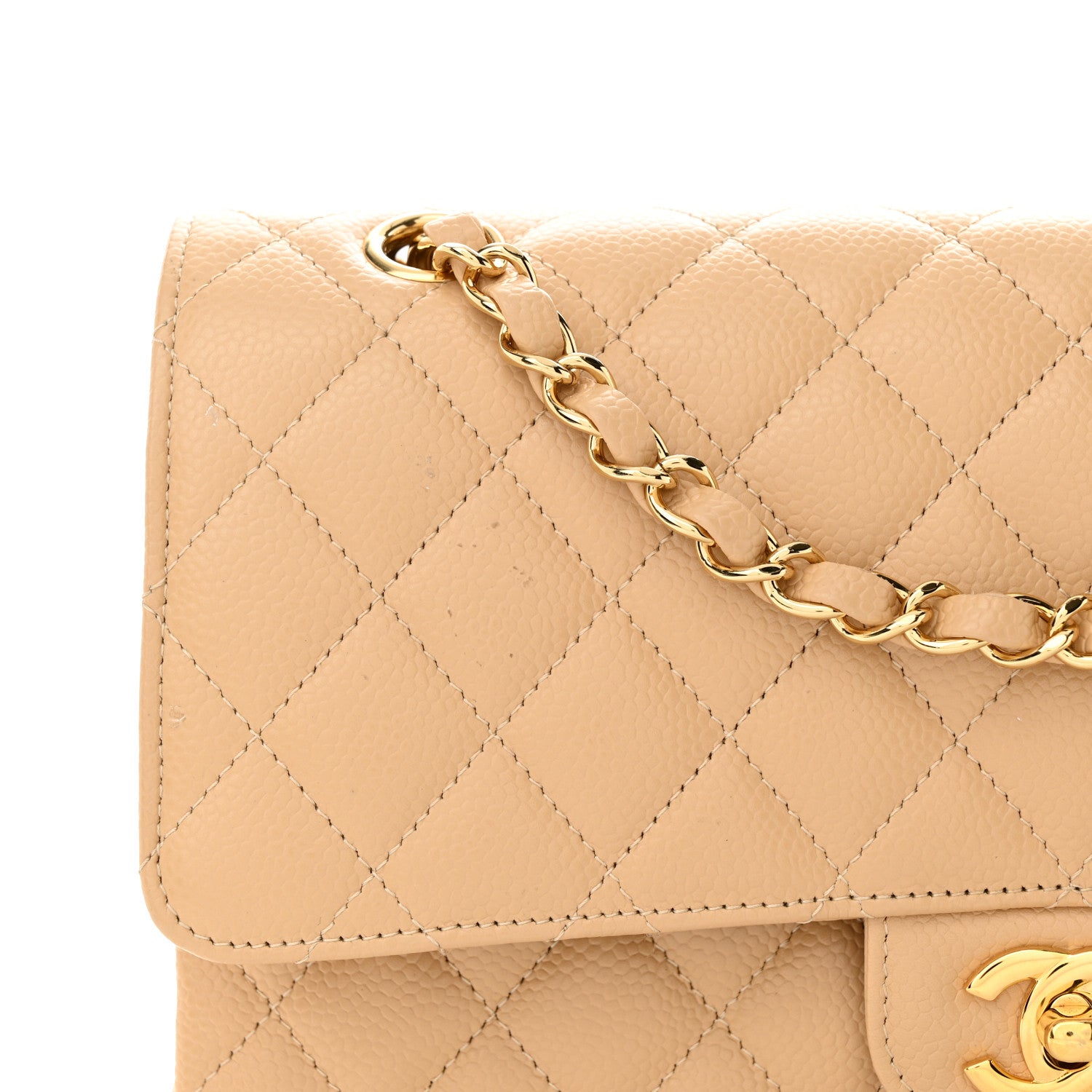 Chanel Caviar Quilted Medium Double Flap Beige 11 of 13