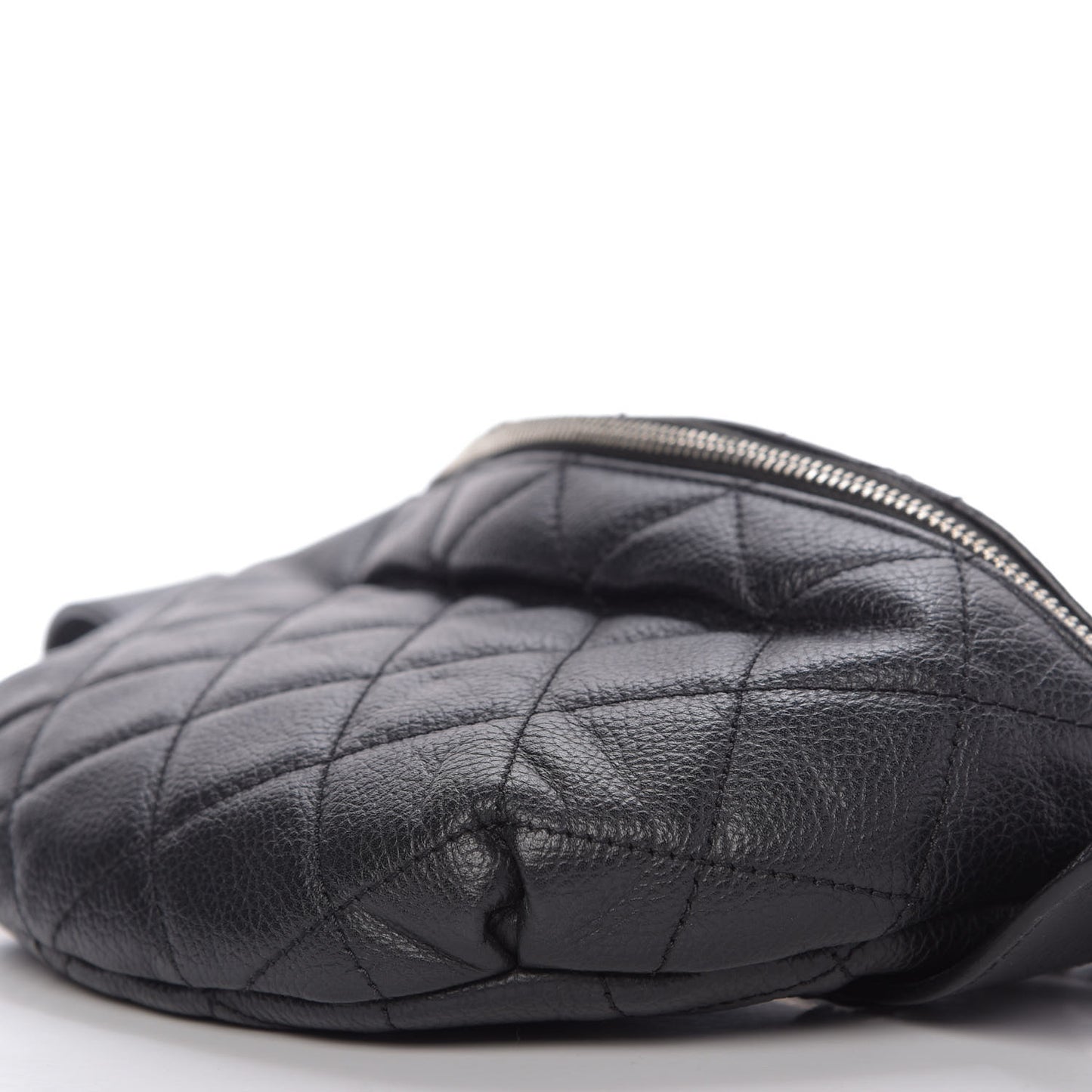 Grained Calfskin Quilted Waist Belt Bag Black