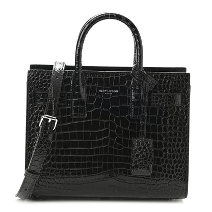 Saint Laurent Calfskin Crocodile Embossed Nano Sac De Jour Black 1 of 9