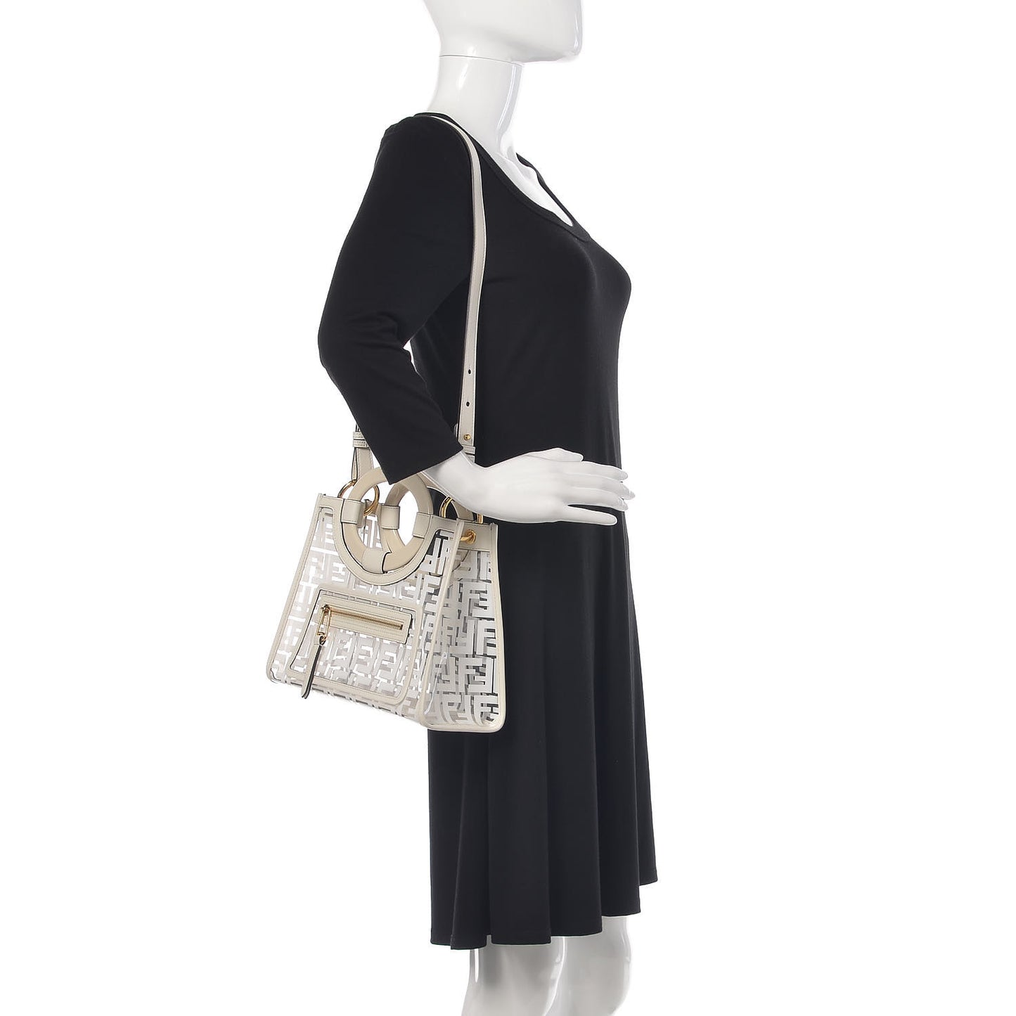 TPU FF Vitello Century Plexiglass Small Runaway Shopper Tote White