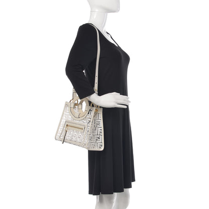Fendi TPU FF Vitello Century Plexiglass Small Runaway Shopper Tote White 2 of 15