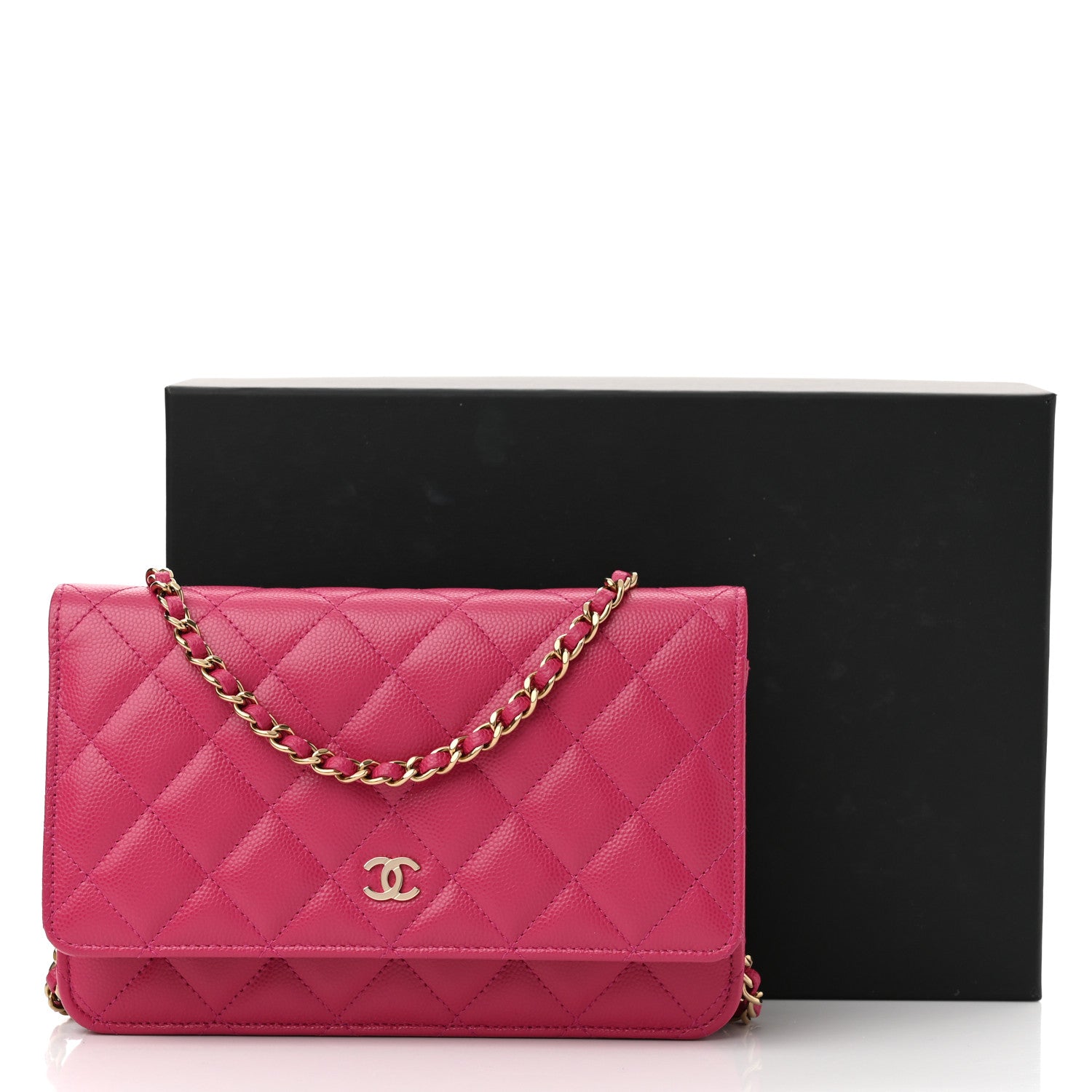 Chanel Caviar Quilted Wallet on Chain WOC Dark Pink 10 of 10
