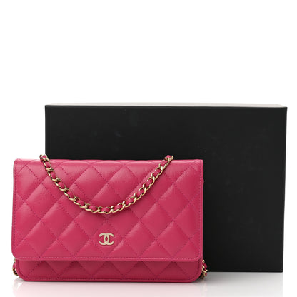 Chanel Caviar Quilted Wallet on Chain WOC Dark Pink 10 of 10