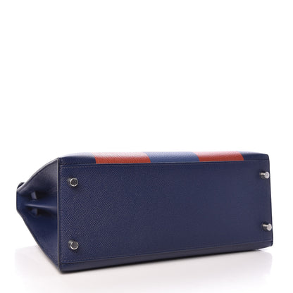 Hermes Epsom Taurillon Clemence Chevre Mysore Horseshoe Kellygraphie Lettre M Kelly Sellier 28 Bleu Sapphire Brighton Brique 5 of 12