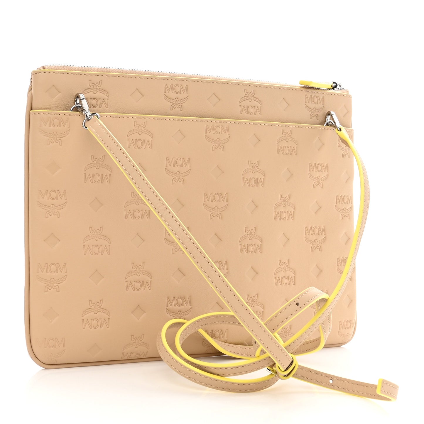 Calfskin Ottomar Monogram Aren Crossbody Pouch Beige Croissant