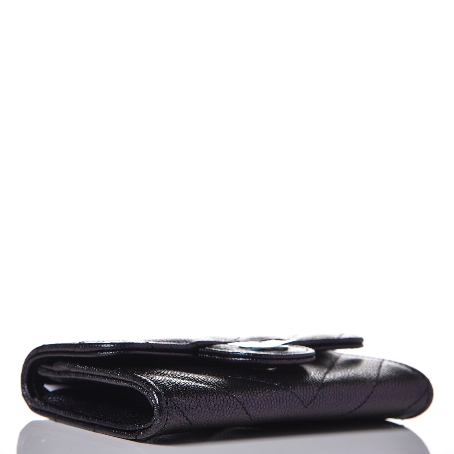 Chanel Iridescent Caviar Chevron Quilted Flap Card Holder Black 4 of 9