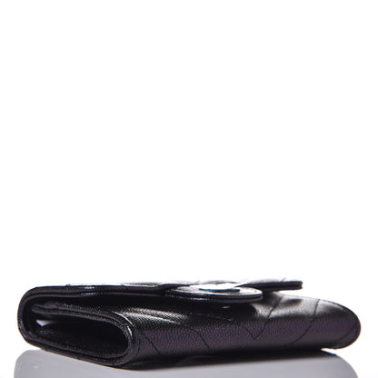Chanel Iridescent Caviar Chevron Quilted Flap Card Holder Black 4 of 9