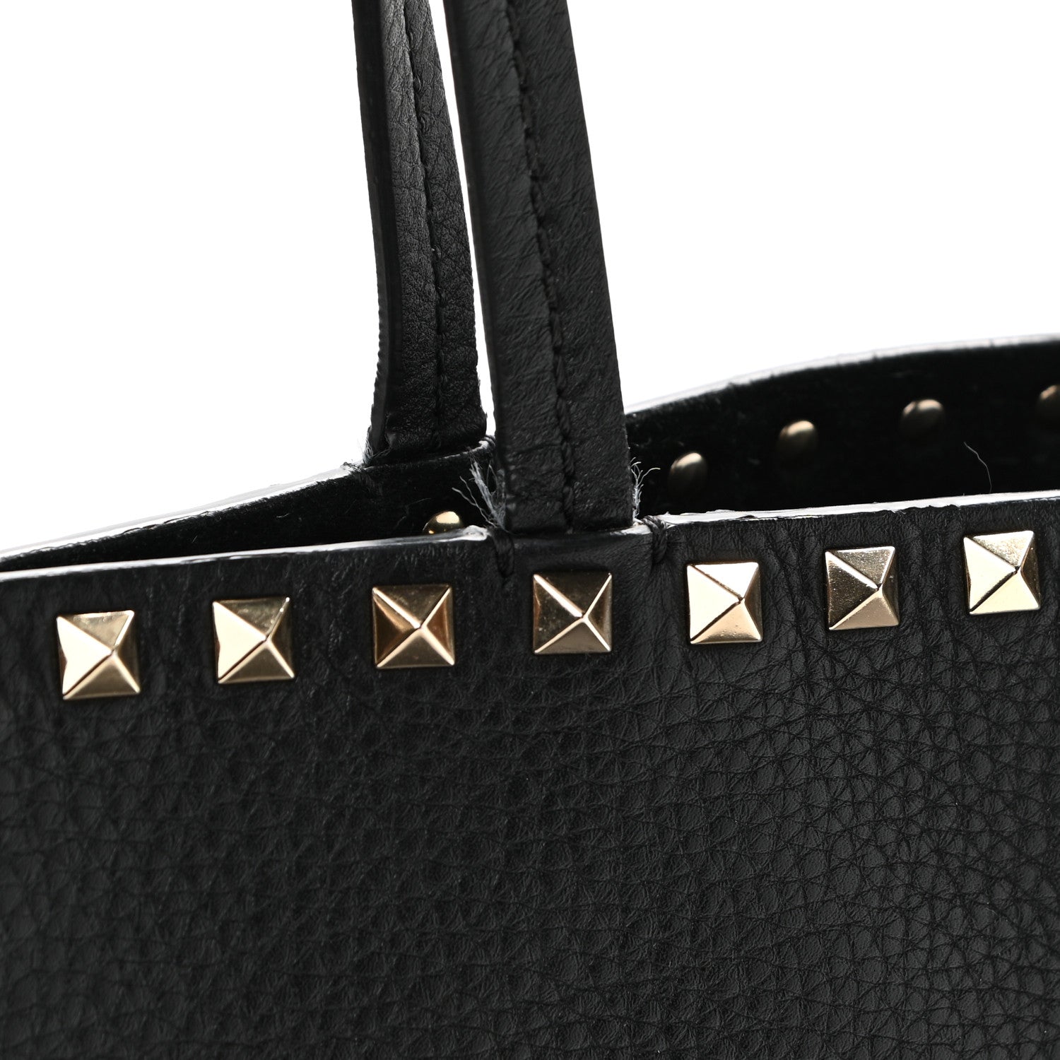 Valentino Garavani Grained Calfskin Rockstud Shoulder Tote Black 10 of 10