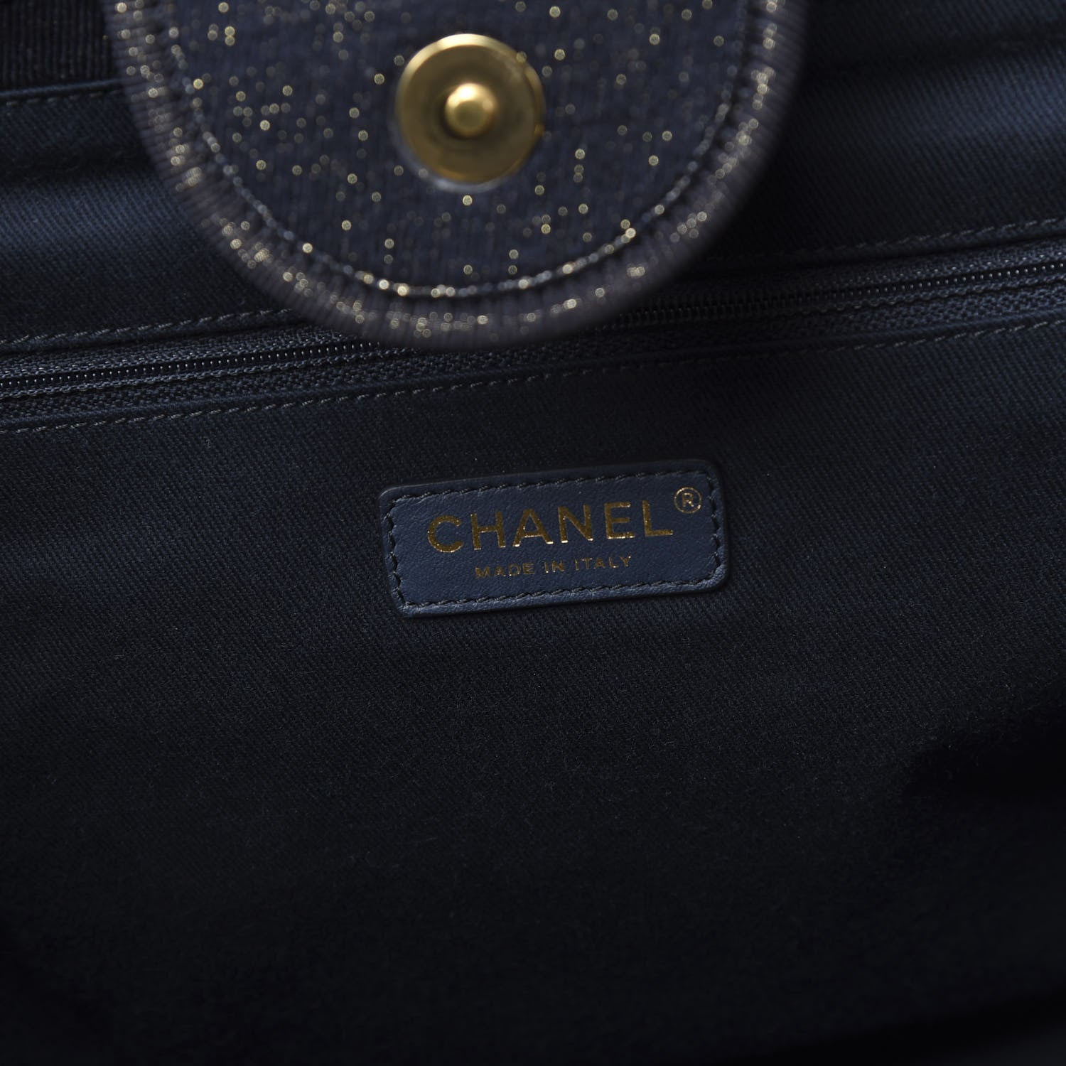 Chanel Lurex Canvas Medium Deauville Tote Navy Blue Gold 5 of 10