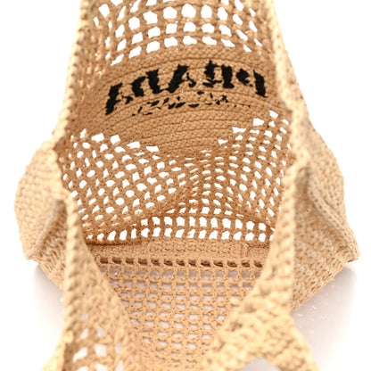 Prada Yarn Raffia Effect Crochet Logo Embroidered Tote Bag Naturale 5 of 8