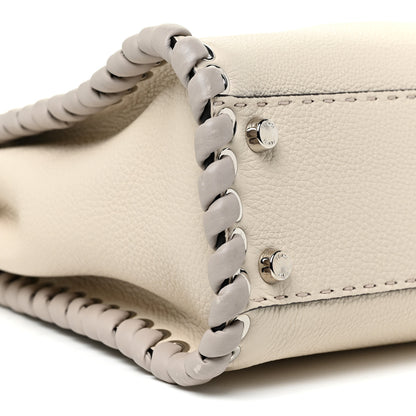 Fendi Cuoio Romano Selleria Vitello Dolce Lace Up Medium Peekaboo Iconic Satchel Camelia Milk Grigio Polvere 9 of 15