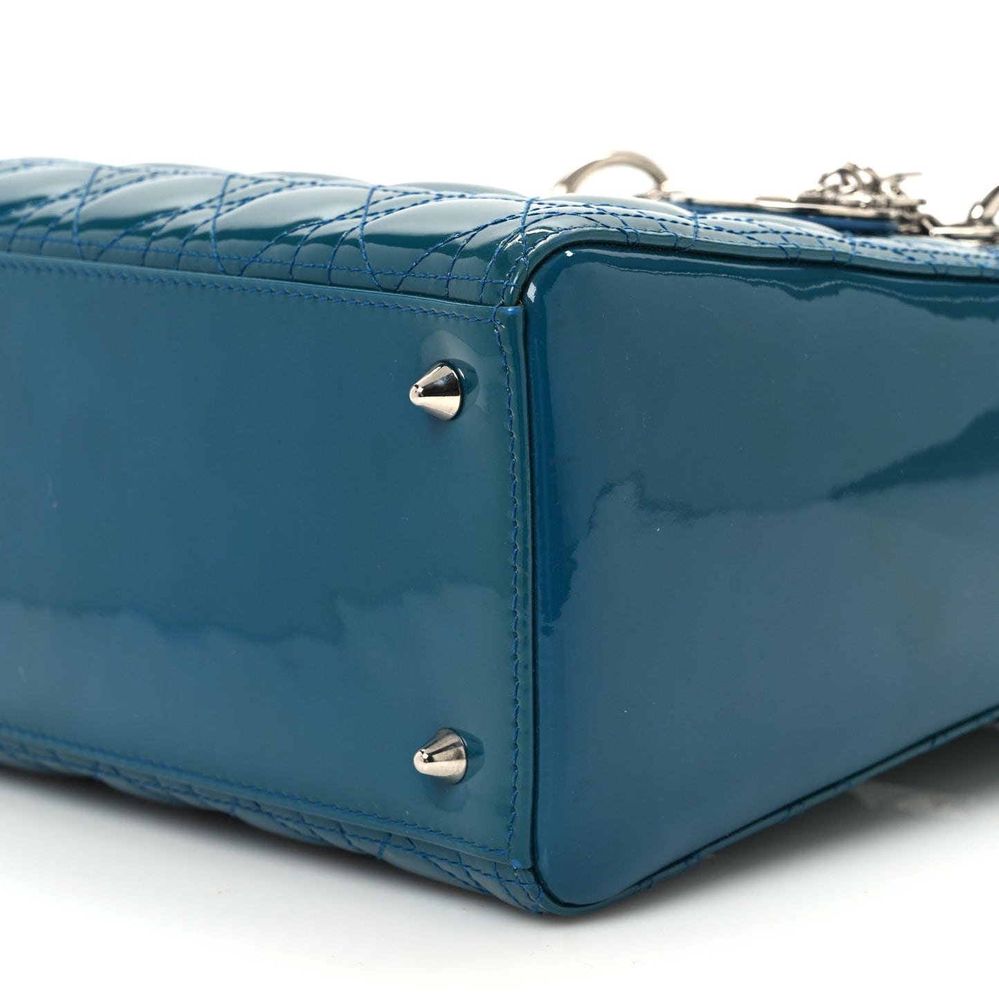 Patent Cannage Medium Lady Dior Blue
