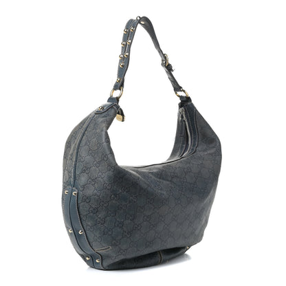 Gucci Guccissima Large Biba Studded Hobo Blue 2 of 18
