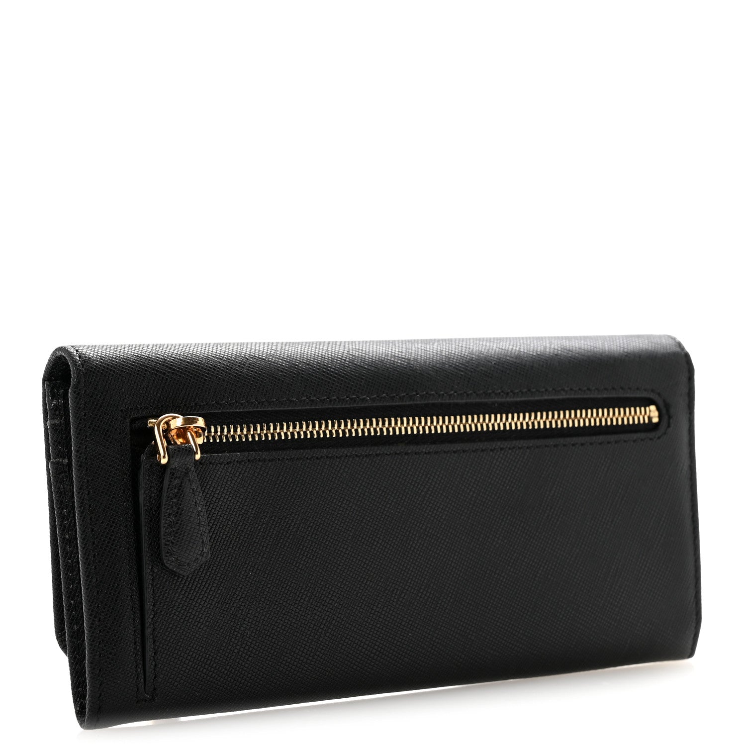 Prada Saffiano Metal Continental Flap Wallet Black 3 of 14