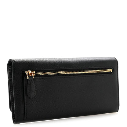 Prada Saffiano Metal Continental Flap Wallet Black 3 of 14
