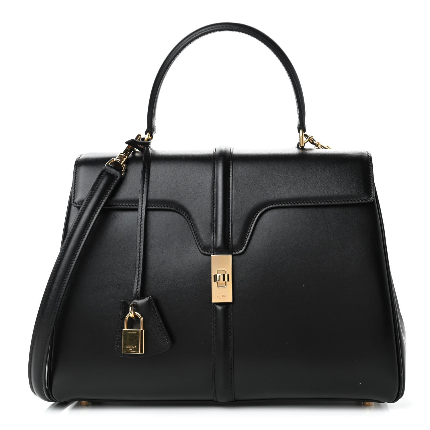 Celine Satinated Calfskin Medium 16 Top Handle Bag Black 1 of 4
