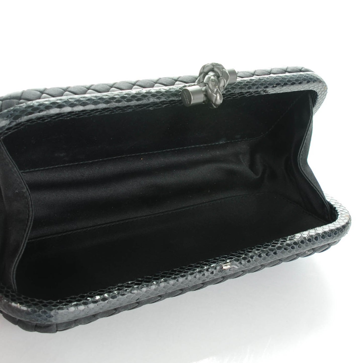 Satin Ayers Intreccio Impero Stretch Knot Clutch Black