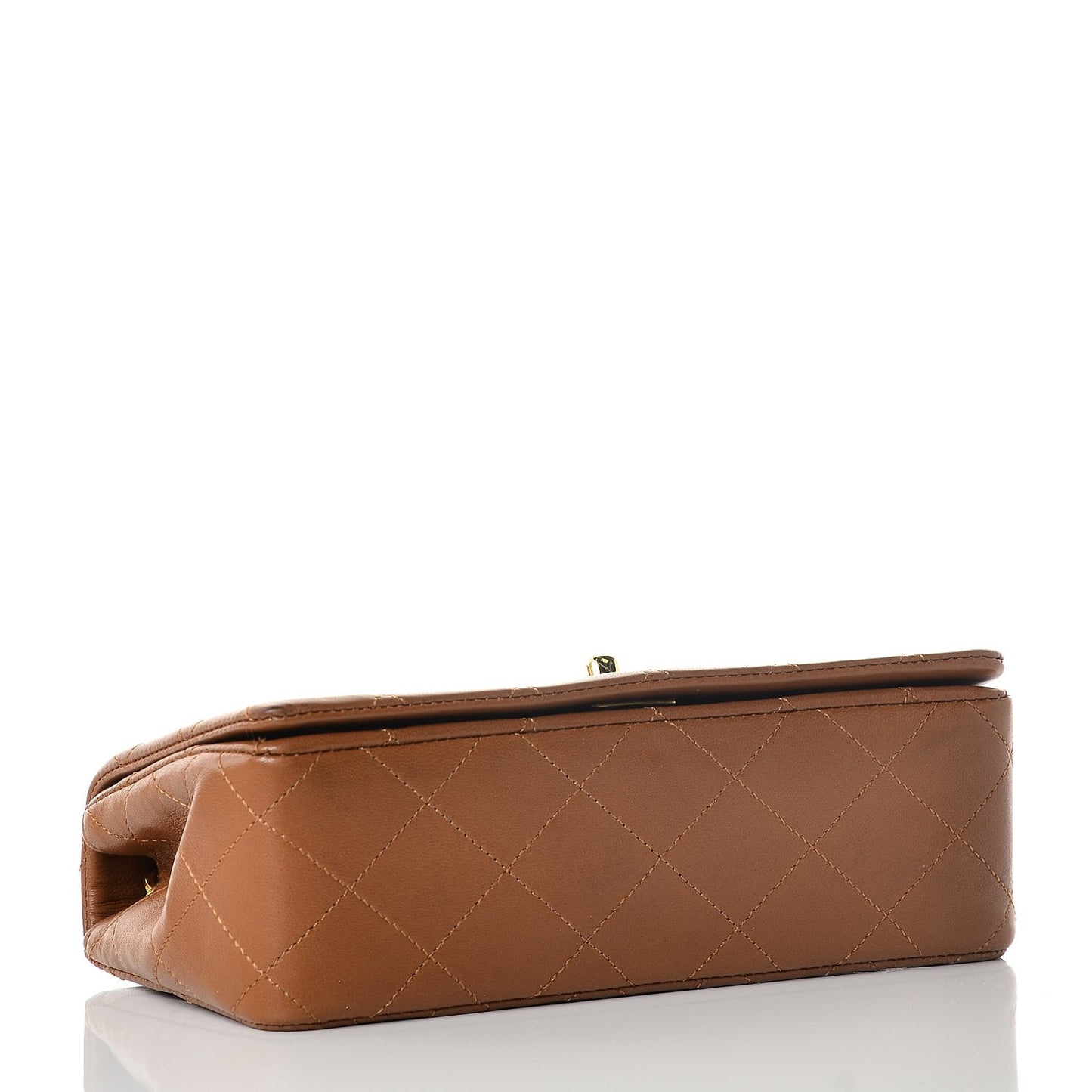 Lambskin Quilted Small Single Flap Bag Brown