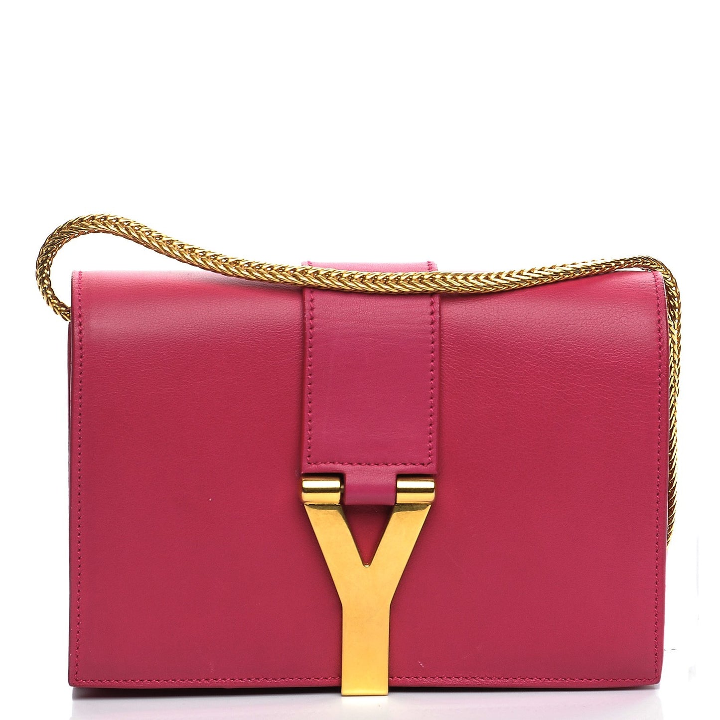 Calfskin Small Classic Y Satchel Fuchsia