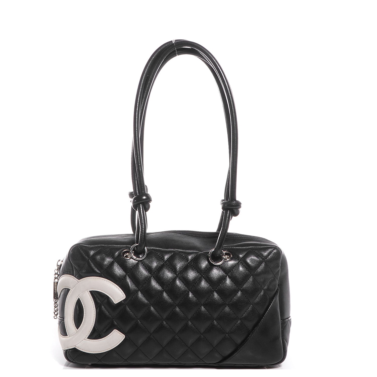 Chanel Calfskin Quilted Large Cambon Bowler Black White 1 of 7