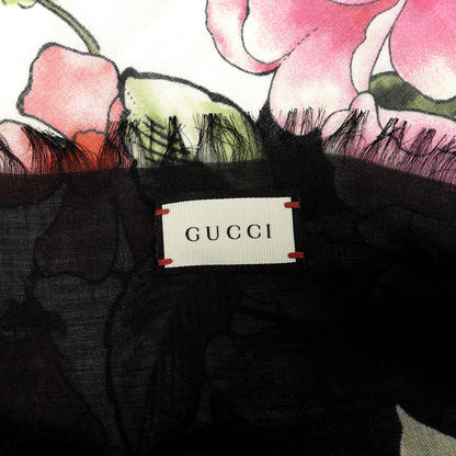 Gucci Modal Silk Rising Flowers Square Scarf Ivory Black 4 of 4