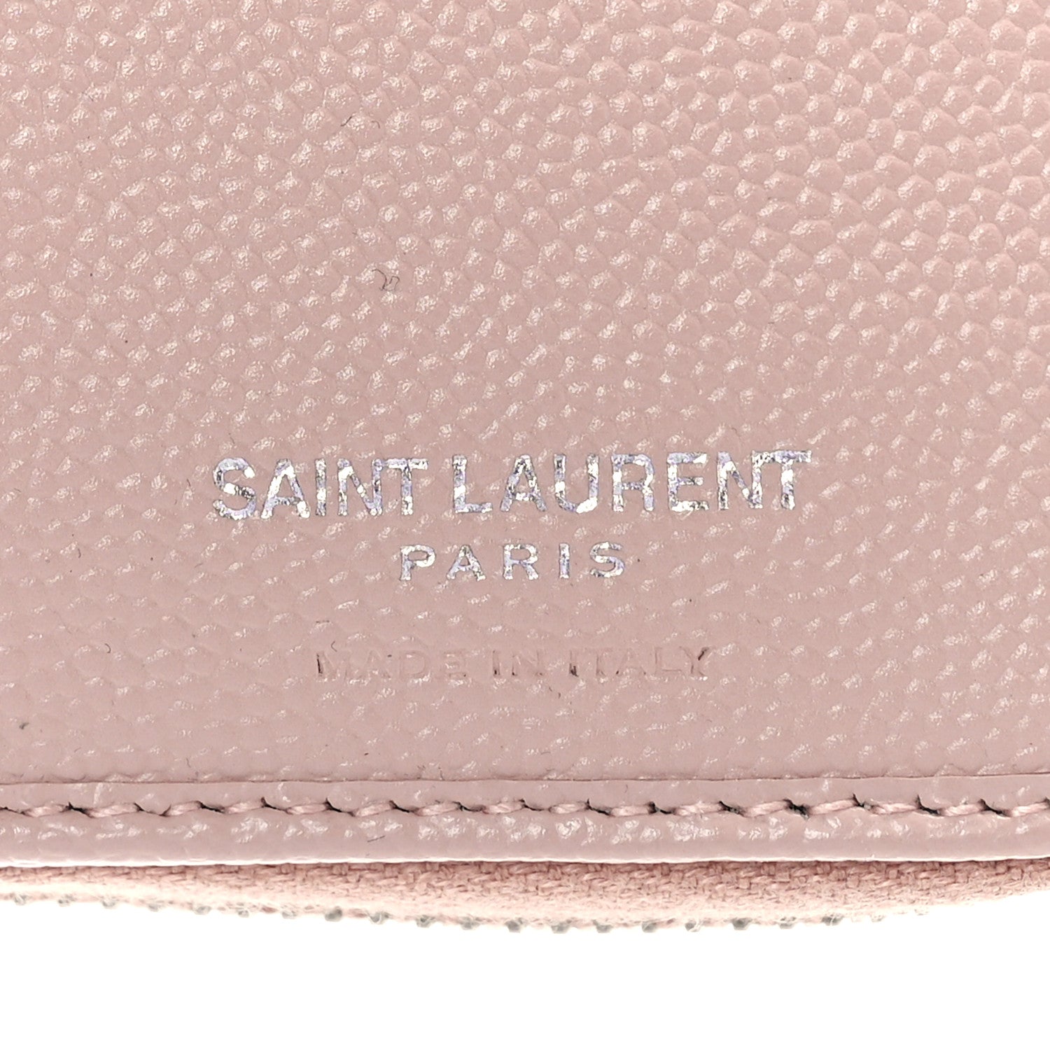 Saint Laurent Grain De Poudre Matelasse Chevron Monogram Compact Zip Around Wallet Pink 6 of 10