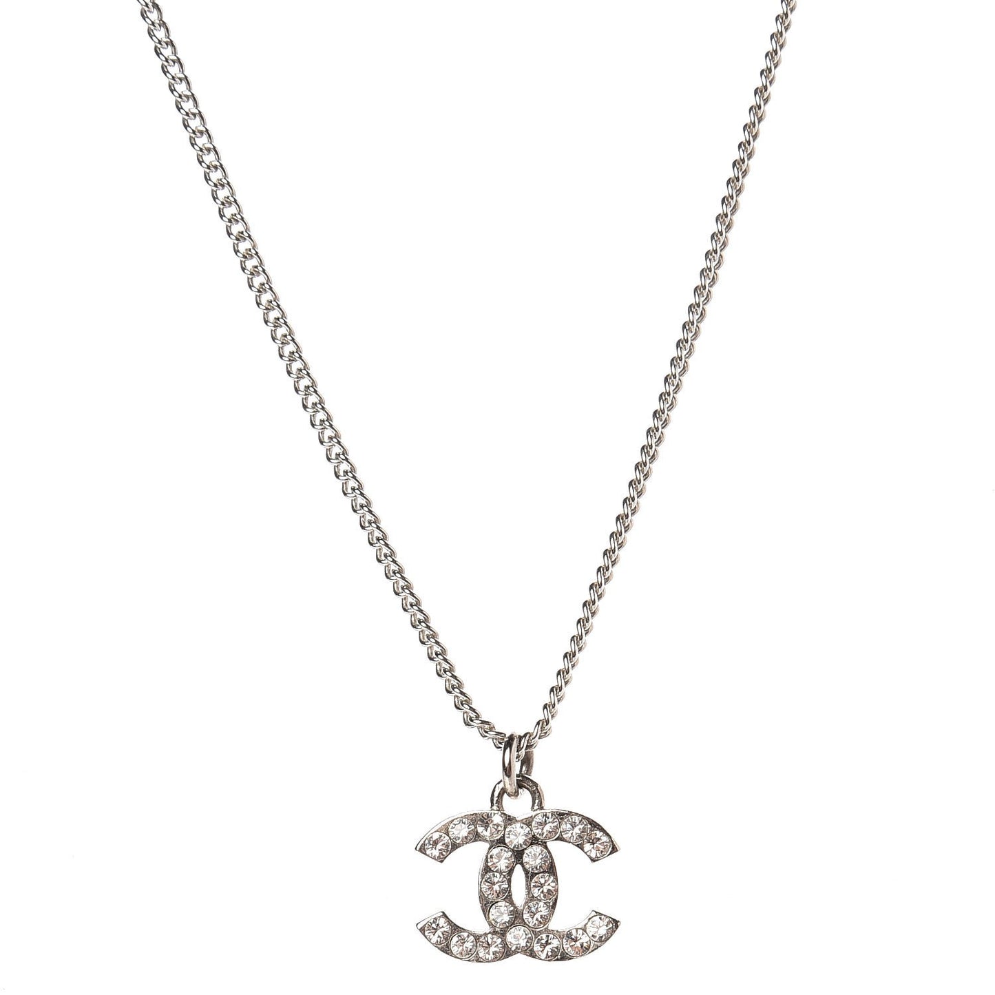 Crystal CC Pendant Necklace Silver