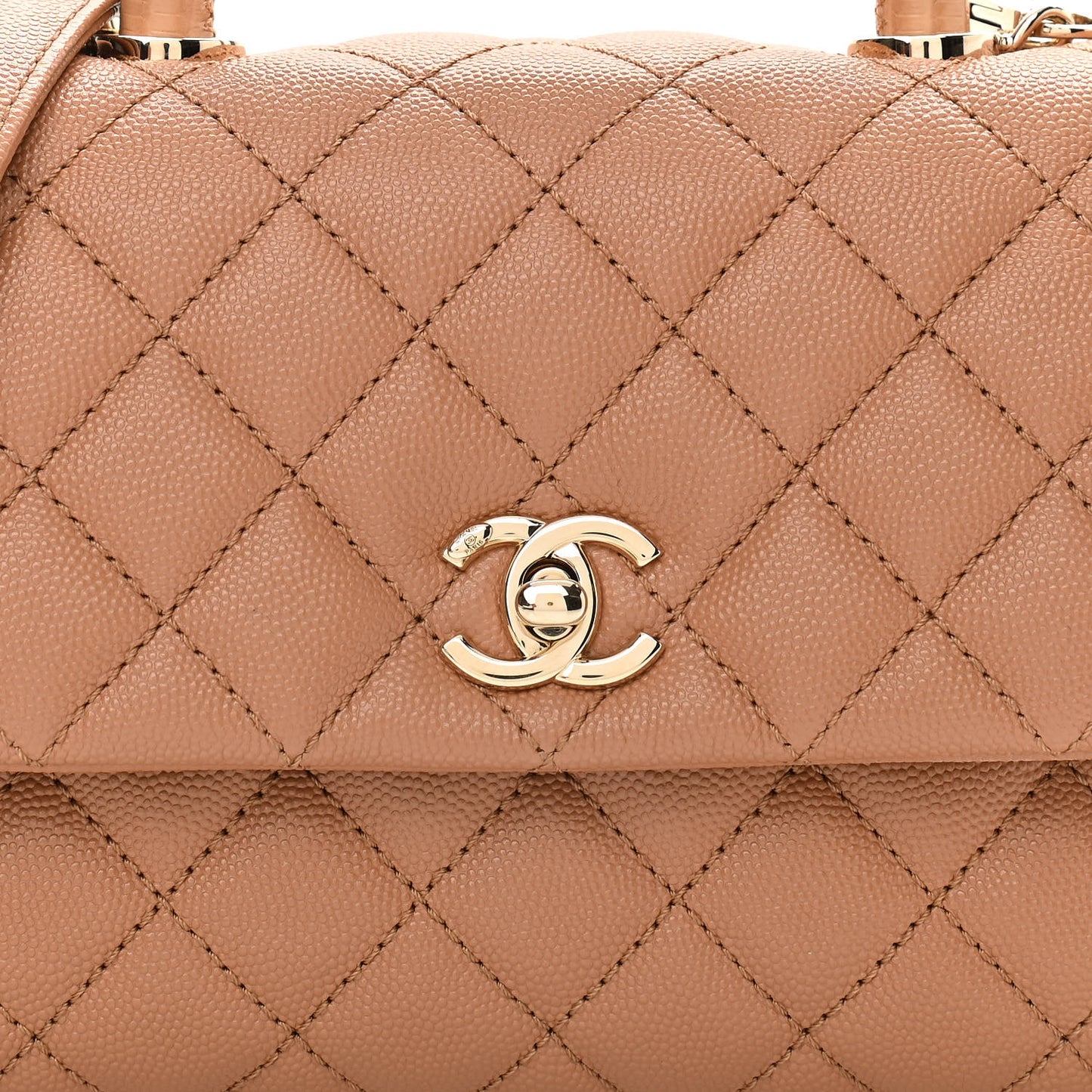 Caviar Quilted Lizard Embossed Mini Coco Handle Flap Brown