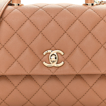 Chanel Caviar Quilted Lizard Embossed Mini Coco Handle Flap Brown 8 of 11